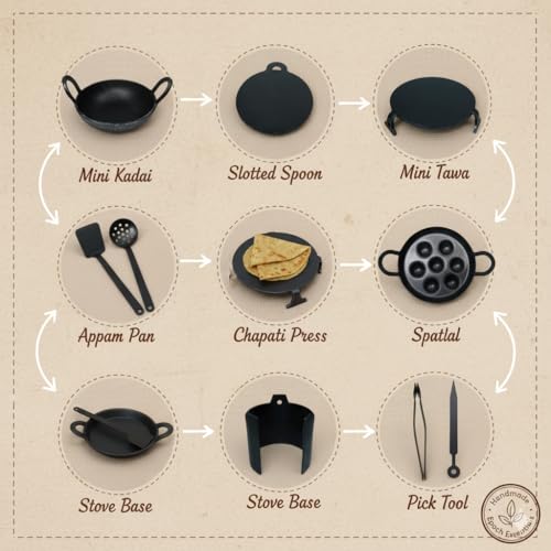 Image of Epoch Essentials Iron Kitchen Set Toys for Kids | Kitchen Set for Girls | Iron Miniature Cooking Set for Girls & Boys | Kitchen Toys for Kids Real Cooking Set