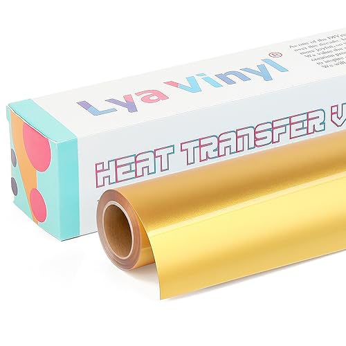 Lya Vinyl Lámina para plóter textil, 30,5 × 305 cm, color dorado brillante, lámina flexible para plóter textil para Cricut y Silhouette Cameo, lámina textil para plóter para tela y camiseta