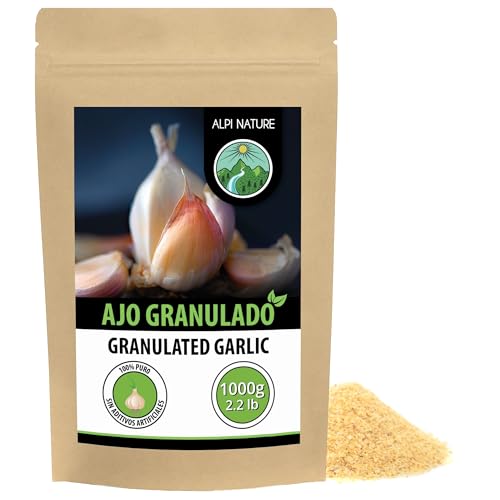 Alpi Nature Ajo Granulado 1kg, Ajos Secos y Picados, Condimento de Ajo Granulado