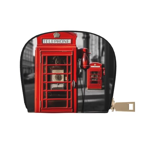 England Uk Retro London Telephone Credit Card Holder Wallet, Leather Zipper Card Wallet For Women Ladies Rfid Blocking Card Case Small Coin Purse Accordion Wallet Gift