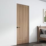 JUBEST 30'x80' 1-Panel Prefinished Laminate Oak Wood Finish Hollow Core Interior Door Slab, NOT Included Hardware, Pre-Assembled Waterproof Shaker Style Slab Door
