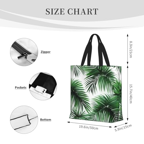 Palm Tree. Print Tote Bags, Large Capacity Zipper Shoulder Bag, For Shopping, Work, Daily4