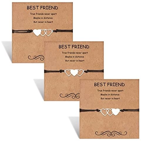 HOHOTANG Best Friend Bracelets for 3, Friendship Bff Matching Heart Bracelet, Trio Bracelets for Best Friends, Long Distance Birthday Jewellery Gifts for Women Girls Sister Cover