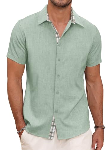 Mens Button Down Casual Summer Beach Shirts Short Sleeve Vacation Wedding Shirt with Pocket2
