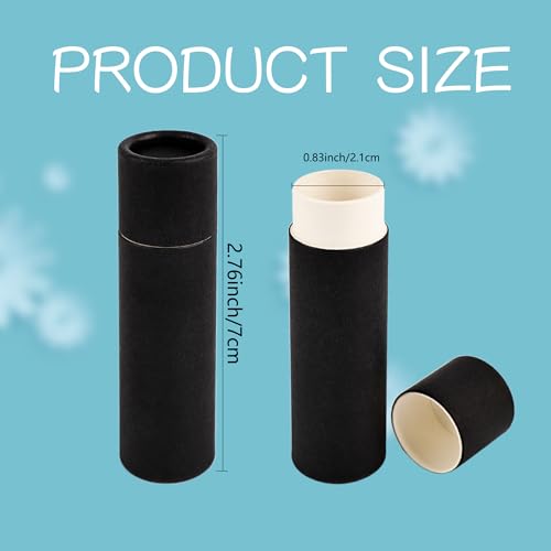 30 Pcs Paperboard Lip Balm Tubes Black Refillable Paper Lipstick Containers Round Cardboard Empty Lip Gloss Tubes for Solid Ointment DIY Cosmetic Storage2