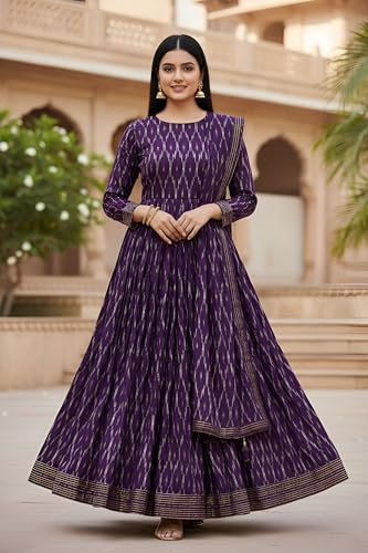 Image of Cotton Pochampally ikat unstitched blouse, Kurthi, long frock fabric material for women (1 meter, 2 meters & 3 meters)