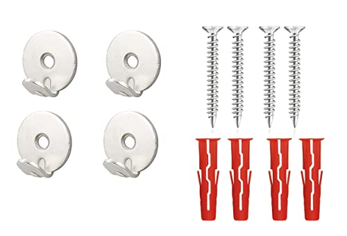 Round Picture Hooks Strong Silver Round Hooks Picture Hanger for Picture Mirror Painting Frame Wall Hanging with Screw and Raw Plugs Nickel Finish 40kg - Image 2