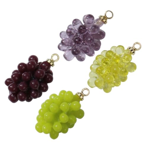 HOODANCOS 4 Piezas Colgante De Uva Simulado Pulseras Encantos Colgante De Joyería De Encantos De Uva Encantos Colgantes Lindos Collar Haciendo Encantos Collares Uvas De Cristal Resina Fruta