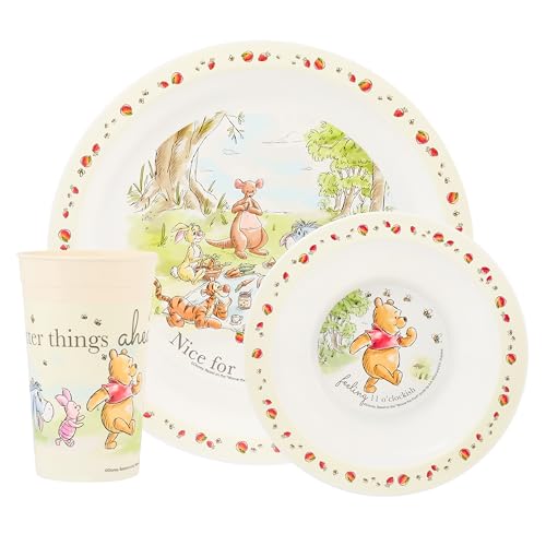 Imagen de Disney Winnie the Pooh on a Picnic Juego de vajilla infantil de polipropileno de 3 piezas