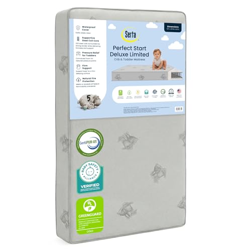 Serta Perfect Start Deluxe Limited Dual Sided Baby Crib Mattress and Toddler Mattress, GREENGUARD Gold Certified, Firm Support, Waterproof, 7 Year...