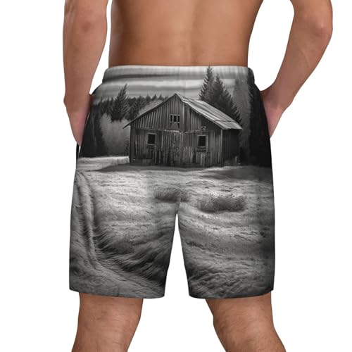 Men's Swim Trunks Quick Dry Board Shorts Barn Black and White Beach Shorts with Pocket Bathing Suits for Men3