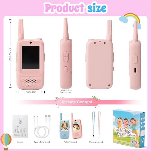 Video Walkie Talkies for Kids, 2 Pack Handheld Rechargeable Walkie Talkie 2 Player Toy with Screen, Long Range Two Way Radios, 4 Voice Effects, Fun Birthday Gift for Boys Girls Ages 3 4 5 6 7 8-12 by Aucoofany - Used condition - Image 8