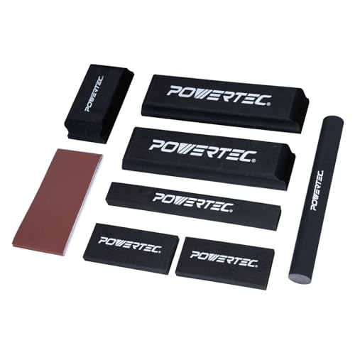 POWERTEC Sanding Block Kit with PSA Sandpaper – 7 Piece Flexible EVA Foam Wet/Dry Sanding Blocks for Auto Body, Woodworking & Crafts (72320)