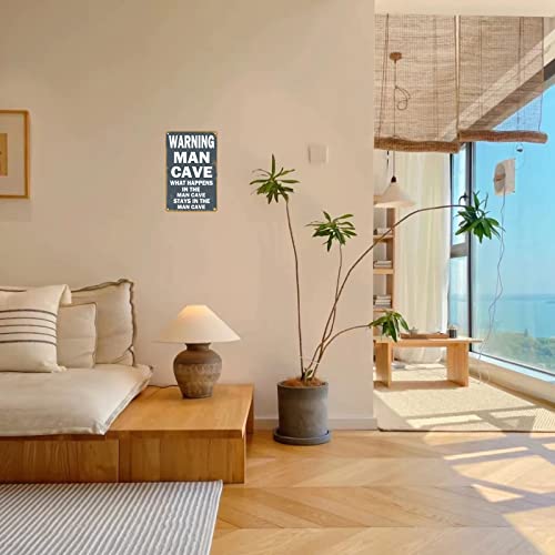 Pxiyou Warning Man Cave What Happens In The Cave Vintage Tin Bar Sign Funny Home Mancave Signs For Men 8X12 Inch #TOP3