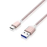USB Type C Cable, Nekteck Nylon Braided USB-C to USB Type A Male Data & Charging Cord 56k ohm Resistor 3.3ft for for MacBook 12 Inch, Galaxy S8/ S8 Plus/LG G5/G6, Google Pixel/Pixel XL More, Pink