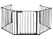 Costzon Baby Safety Gate, 120 Inch Length 5 Panel Adjustable Wide Fireplace Fence, BBQ Metal Fire Gate, Pet Isolation Fence with Walk-Through Door, Hardware Mount or Freestanding Hearth Gate