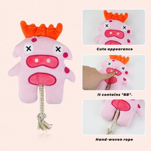 Juguete mordible para cachorros con cuerda y peluche suave miniatura 4