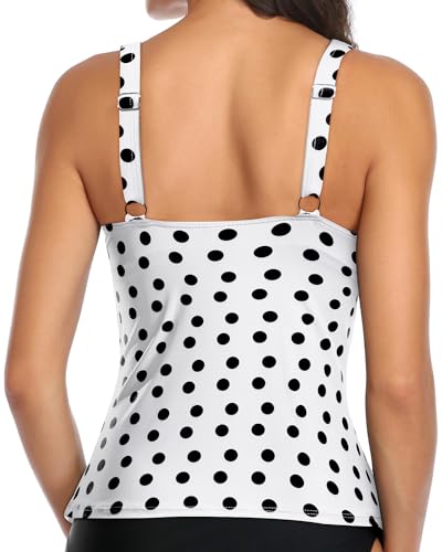 Image of Yonique Women's Tankini Top Only Tummy Control Bathing Suit Top Ruffle Swimsuit Top V Neck Swim Tank Top No Bottom