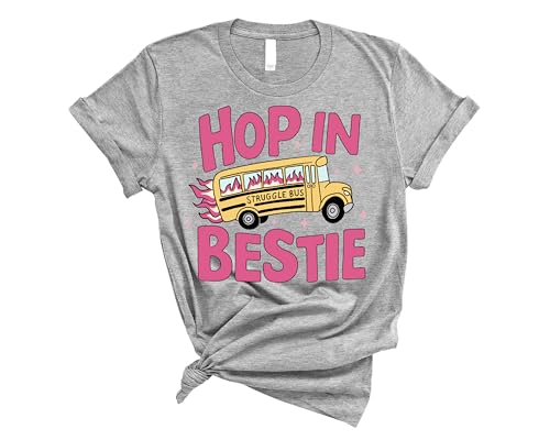 Hop In Bestie Struggle Bus T-Shirt, Humorous Mental Health T-Shirt for Friendship, Ideal Gift for Close Friends, Funny Struggle Bus Design for Best Friends (ATHLETIC HEATHER, YOUTH LARGE) -  ORELET