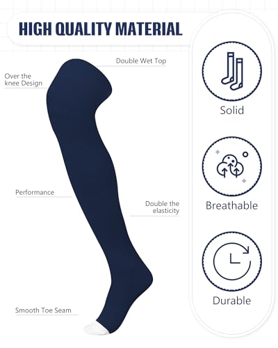Image of Panitay 2 Pairs Over The Knee Baseball Socks High Football Softball Socks Sport Extra Long for Boys Girls Youth Women Men