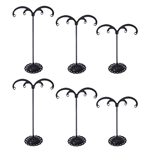 Cabilock Práctico 6 Piezas Mini T Shape 3 tamaños Pendientes Rack de Almacenamiento Metal Acrílico Estufa Barniz Pendientes Display Rack sin Joyas para la Tienda - Melón (Negro)