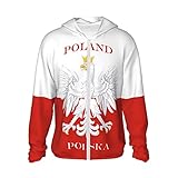errtavt Polish Flag Poland Polska Sun Protection Hoodie Women's Long Sleeve Uv Shirts Jacket Jacket Hooded with Pockets for Hiking Outdoor 3X-Large Black