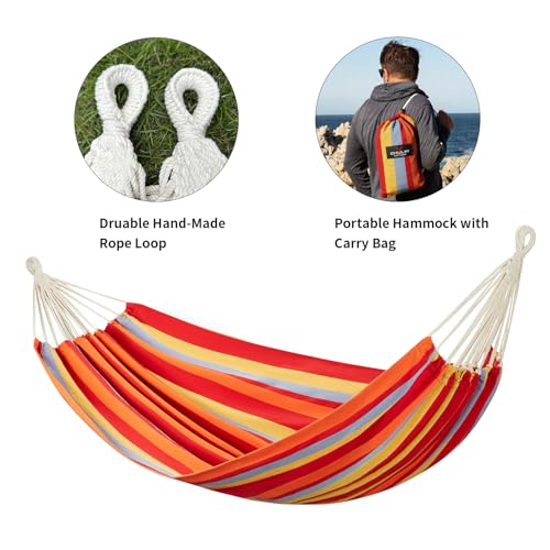 Image of CHULIM Brazilian Double Hammock with Tree Straps,Extra Large 94x63IN,2 Persons Hammock for Backyard Patio Outdoor and Indoor,450lbs Weight Capacity,Soft Woven Cotton Fabric - Summer Fruit