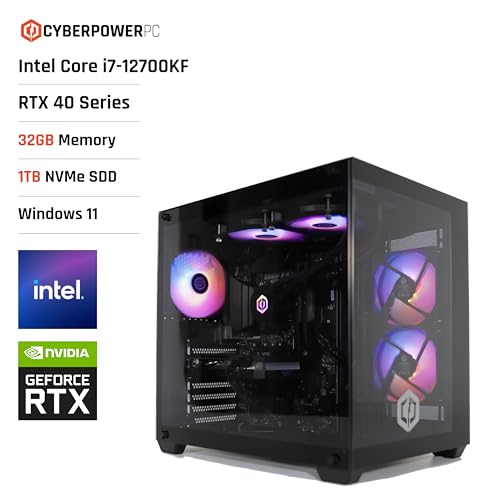 CyberPowerPC Luxe Gaming PC - Intel Core i7-12700KF, Nvidia RTX 4060 8GB, 32GB RAM, 1TB NVMe SSD, 650W 80+ PSU, Wi-Fi, Liquid Cooling, Windows 11, Ark RGB CyberPowerPC Luxe Gaming PC - Intel Core i7-12700KF, Nvidia RTX 4060 8GB, 32GB RAM, 1TB NVMe SSD, 650W 80+ PSU, Wi-Fi, Liquid Cooling, Windows 11, Ark RGB