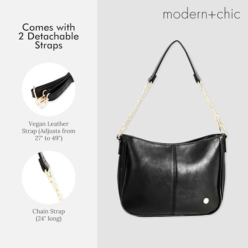 Image of Modern+Chic Crossbody Bags for Women - Marissa Saddle Crossbody, Vegan Leather Shoulder or Handbag with Two Adjustable Straps