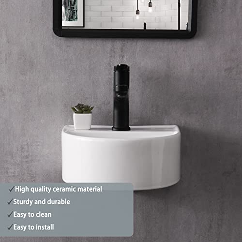 Pakroman Wall Mounted Vessel Sink Countertop U-Shape Bathroom Vessel Sink Modern Small Bathroom Sink 12"X11" Porcelain Ceramic White Corner Sink Vessel Sink Vanity With Pop Up Drain, Soap Dish #TOP4