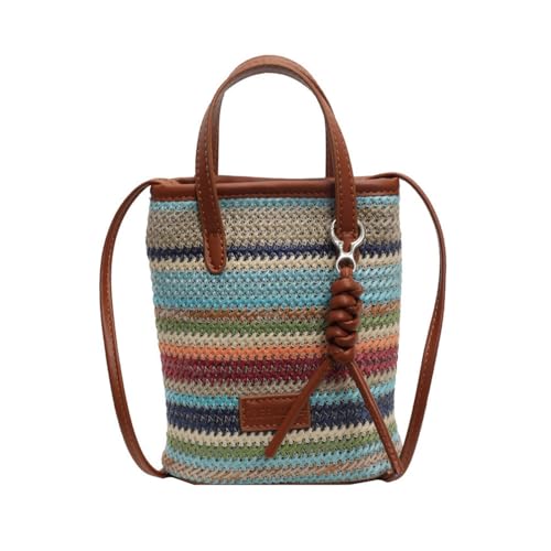 Gogobear Colorful Raffia Crossbody Purse Straw Beach Bag for Women Summer Phone Shoulder Bag with Magnetic Secure Closure