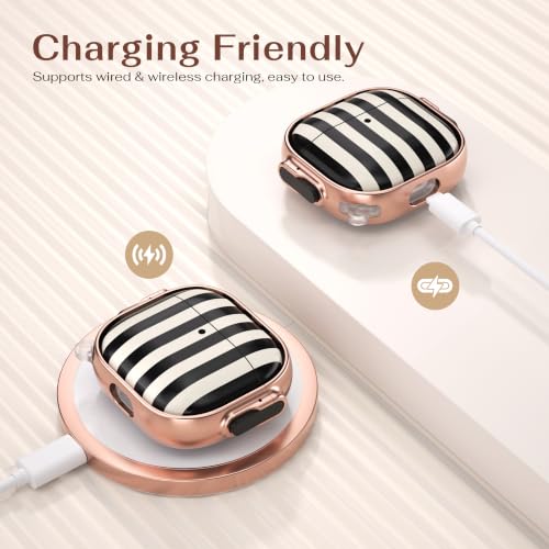 Image of for AirPods 4 Case with Safety Lock, Magsafe Compatible,Black White Stripes