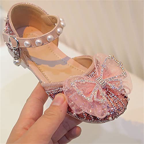 Toddler Baby Girl Shoes Breathable Shoes Bow Pearl Sandals Baby Girl Soft Shoe Cover Sandals for Toddler Size 4 Sandals (Pink, 7 Infant)4
