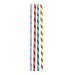 Kikkerland Biodegradable Party Stripes Paper Straws, Multicolored, Box of 144