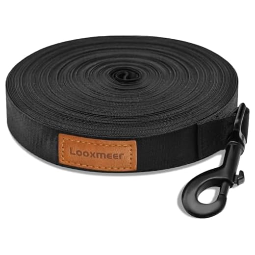 Looxmeer Correa Perro Adiestramiento, 3 m / 5m / 7m / 10m / 15m / 20m / 25m / 30m Correa Perro Larga, Cuerda Perro Grande, Correa Resistente para Camping Paseo, Negro