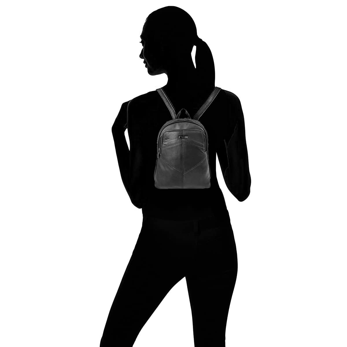 Woodland Leathers Mochilas de moda para mujer, pequeñas mochilas negras para mujer con cremallera antirrobo y asa de bolsa de mano, mochila bandolera 2 en 1
