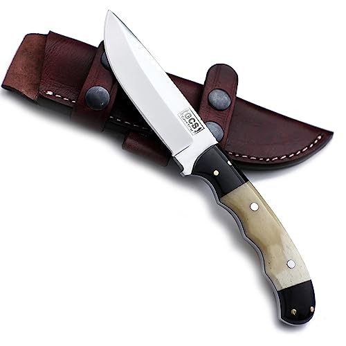GCS Handmade D2 Tool Steel Tactical Hunting Knife with Leather Sheath and Full Tang Handle Designed for Hunting and Camping & EDC GCS 757 - GCS Knives