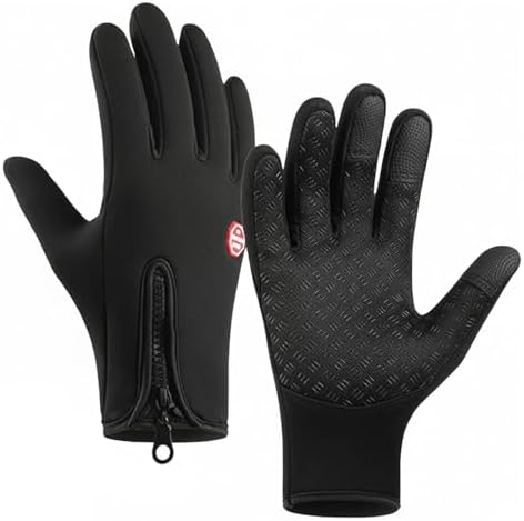 Warm Thermal Gloves for Cycling, Running and Driving, Ultimate Waterproof & Windproof Thermal Non-Slip Glove𝐬 for Sports