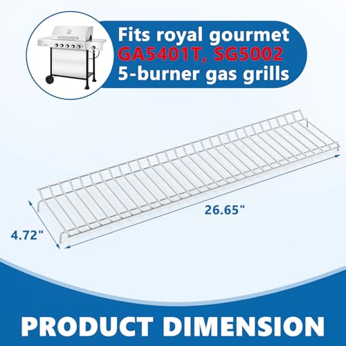 Image of SafBbcue Grill Warming Rack for Royal Gourmet GA5401T, Stainless Steel Grill Upper Rack for Royal 5 Burner Gourmet, Replacement Parts for Royal Gourmet Propane Gas Grills