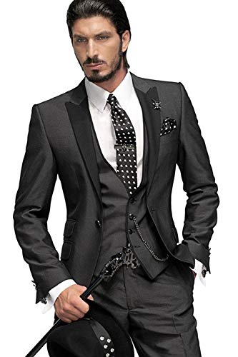 Image of MYS Men's Custom Made Groomsman Tuxedo Suit Pants Vest and Tie Set Black Size 40R
