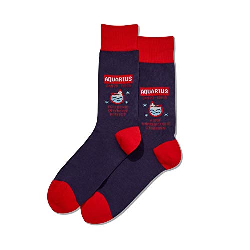 Hot Sox Mens Aquarius Zodiac Crew Socks, Mens Shoe Size 6-12.5, Navy