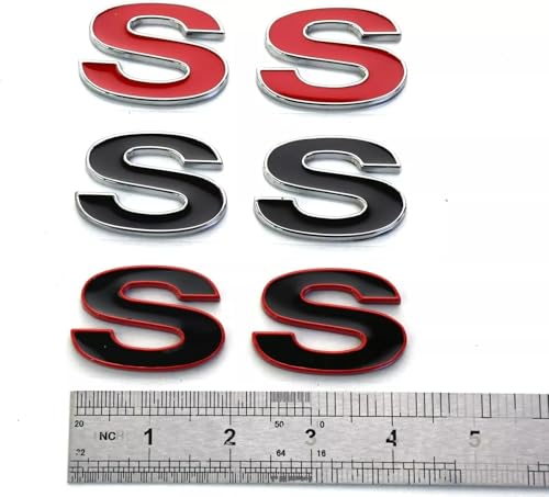 Image of Side Door Emblem 3D Badge Nameplate Letter Sticker 12369966R Fit for 1996-2002 SS 2pcs (Silver Red)