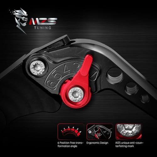 Image of MZS Black Motorcycle Brake Clutch Levers Adjustable Short CNC Set | for ZX6R 636 00-04, ZX10R 04-05, ZX9R 00-03, ZX12R 00-05, ZZR600 05-09, Z1000 03-06, KLZ1000 12-14, Unbreakable Handle Kit