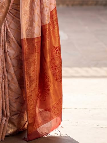 Image of AKHILAM Women's Kanjivaram Woven Soft Silk Saree With Blouse Piece