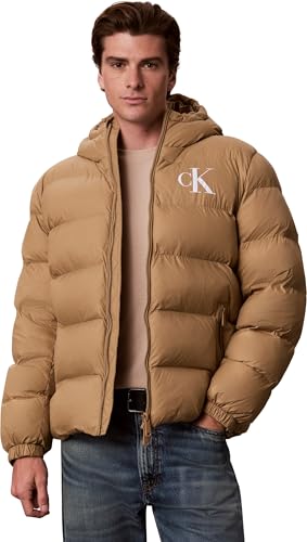 Calvin Klein Herren Ls Ltwt Nylon Padded Hooded Puff Lv04rg513g Jacken (1 Stück), Braun (Khaki Umber), L – Ansicht 1