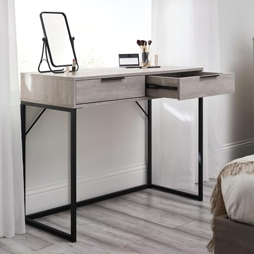 Escritorio de dos cajones Julian Bowen Bali, mueble funcional en acabado roble gris