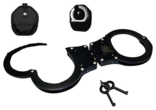 Rex Distributors HC-010381-BK Double-Lock Hinged Black Steel Carrying Pu-Leather Case Include 2-Keys 0.75 Lbs Handcuffs
