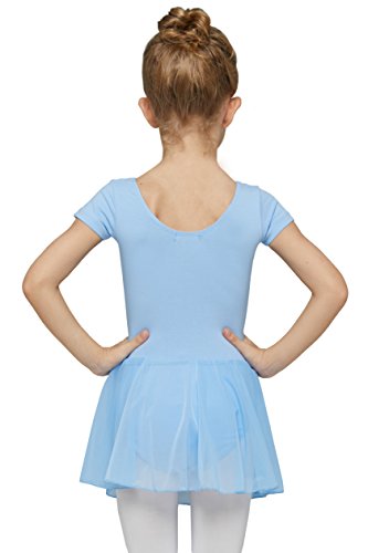 Image of MdnMd Toddler Ballet Leotards for Girls Dance Leotards with Skirt Gymnastic Ballerina Outfit Dress Classic Short Sleeve
