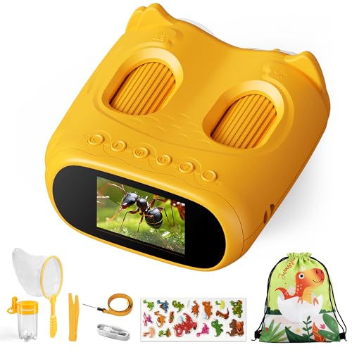 2-in-1-Mikroskop und Teleskop, 1000 x Handmikroskop, 10-faches Teleskop für Kinder, Temodu 4K 2.0 inch Bildschirm, Kinder-Teleskope mit 1920p,Mini-Taschen-Mikroskop, Science draussen ab 3 Jahren