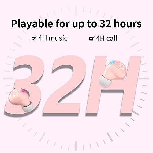 Pink Wireless Earbuds For Girls,Bluetooth Earbuds Hi-Fi Stereo Noise Cancellation Earphones 36H Playtime Bluetooth 5.0 Headphones Touch Control Waterproof Headset With Charging Case/Microphone (Pink) #TOP4